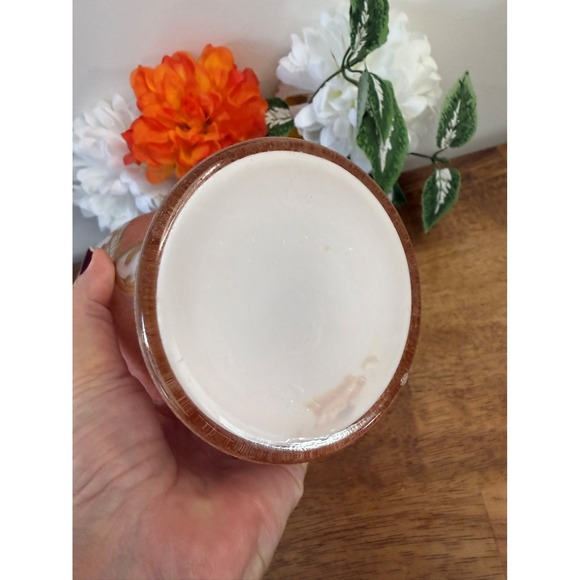 Vintage Hand-Painted Pink Textured Art Glass Vase Floral Gold Accents MCM Decor - Picture 9 of 10